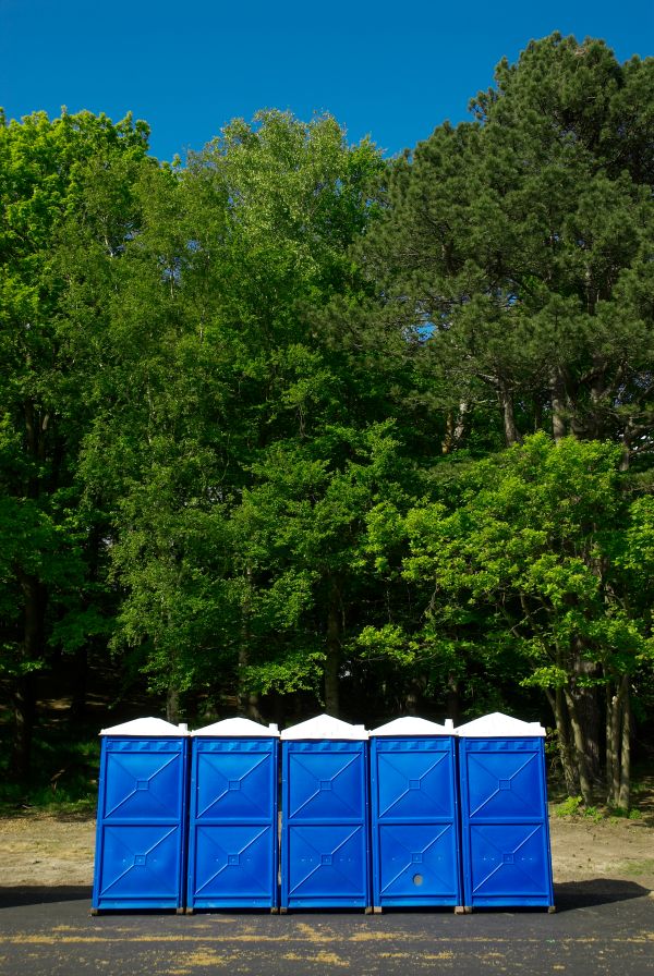 Freshly serviced and sanitized porta potty unit in Central Texas