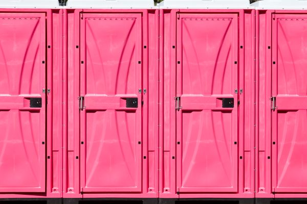 Outdoor event porta potties with handwashing station in Central Texas
