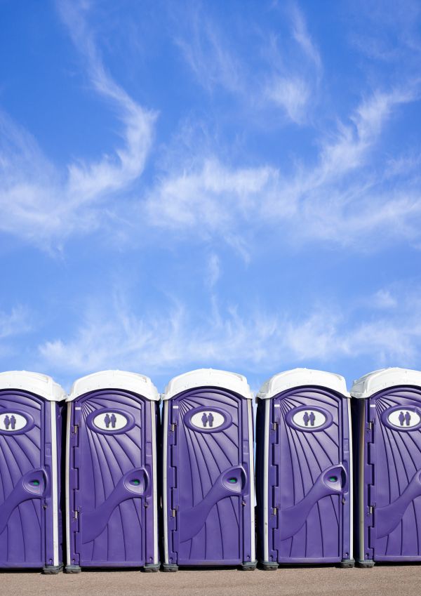 Portable toilet hire units ready for an event in Prices